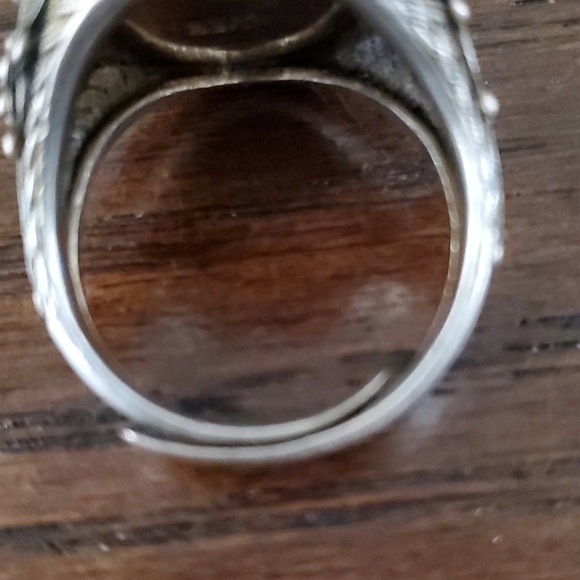 ANTIQUE STERLING SILVER  CORAL  RING - Picture 8 of 8